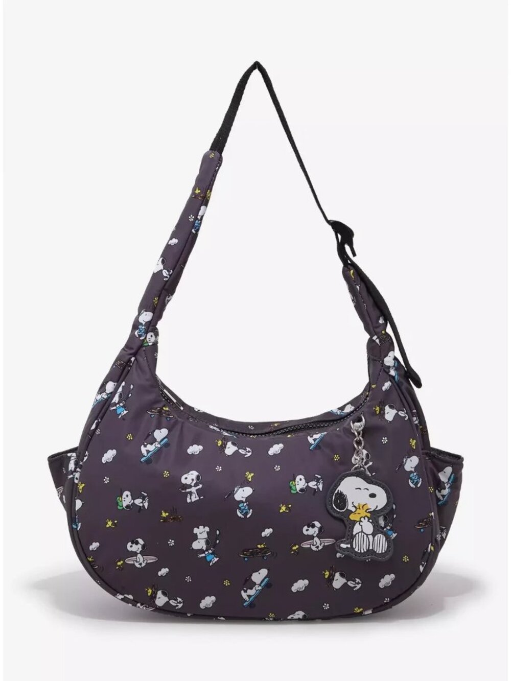Peanuts Snoopy & Woodstock Icons AOP Nylon Shoulder Bag Purse Charm NEW - Picture 2 of 12